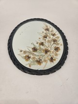 Vintage Dried Pressed Flowers In Ornately Metal Oval Frame Mirror - Anti... - $79.99