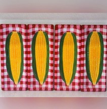 4 Individual Corn On The Cob Serving Plates NEW 10&quot; X 4&quot; Red~ Yellow~Green~White - £9.10 GBP