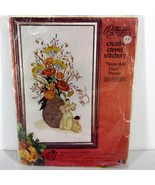 PARAGON NEEDLCRAFT 0212 &quot;STRAW DOLL FLORAL&quot; CREWEL EMBROIDERY KIT 1975 1... - $29.69