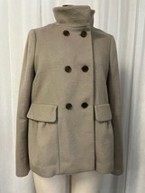 Ann Taylor Taupe Wool Blend Double Breasted Short Coat Size Large - £38.22 GBP