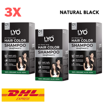 3X LYO Hair Color Shampoo #01 Natural Black Dye Cover Gray White 100% Organic - £70.98 GBP