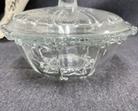 Vintage Oyster &amp; Pearl Clear Indonesian Beaded Glass 7&quot; Lidded Bowl Cand... - $8.91