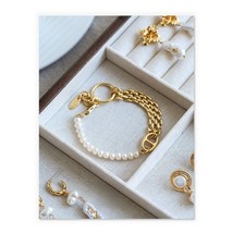 18K Gold Chantelle Asymmetric Bracelet - chic, delicate, trendy, panther chain - £37.39 GBP