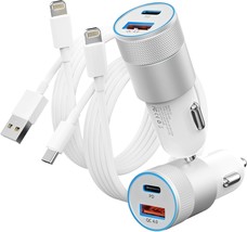 Car Charger [Apple Mfi Certified], 2 Pack 48W Dual Port Usb C Fast Charger With - $29.96