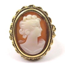 18k Yellow Gold Vintage Women&#39;s Ring With Cameo Shell - £546.50 GBP
