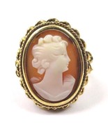 18k Yellow Gold Vintage Women&#39;s Ring With Cameo Shell - £558.74 GBP