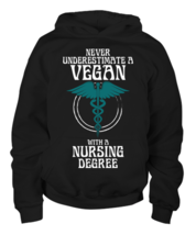 Never Underestimate a Vegan Nurse, black Youth Hoodie. Model 6400014  - £32.16 GBP
