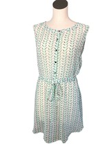 Umgee Blouse Womens Large Sleeveless Sheer Green Tunic Drawstring Waist Pullover - £17.49 GBP