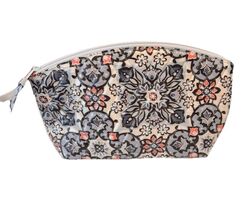 EUC Vera Bradley Grand Travel Cosmetic in Lisbon Medallion Gray Pink Mak... - $9.49