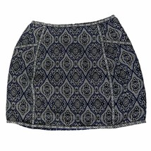 Alya Womens A Line Skirt Size Small Lined Black Blue White Geometric Bac... - £17.03 GBP