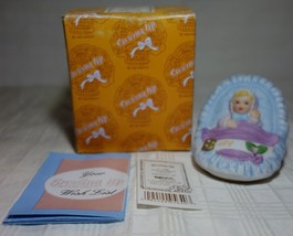 Enesco Growing Up Baby in Cradle Figurine 1983 with Box - E-3399 - $10.99