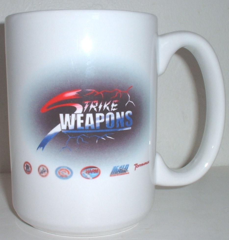 ceramic coffee mug: Raytheon Strike Weapons: Tomahawk, HARM, et al - $15.00