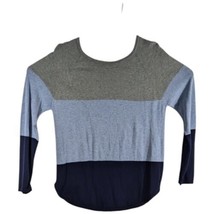 Jeanne Pierre Knit Sweater Blue Gray Size Medium Horizontal Striped - £16.37 GBP