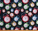 Cotton Clocks &amp; Watches Time Alarm Clocks Navy Blue Fabric Print by Yard... - £9.41 GBP