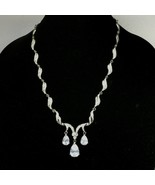 Rhinestone Necklace 3 Large Drops Wedding Party Prom  - $38.00
