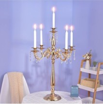 Vincidern 5 Arm Candelabra Candle Holder for Wedding Table 28 Inch Tall Gold ... - £78.33 GBP