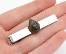 AVEDON 925 Sterling Silver - Vintage Teardrop Jasper Shiny Tie Clip - TR... - £40.06 GBP