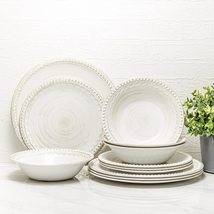 French Country House Dinnerware Set Made of Melamine Plastic, 12 Piece  - £67.98 GBP