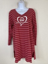 Victoria&#39;s Secret Womens Size S Red Stripe V-neck Knit Sleep Dress Long Sleeve - £4.61 GBP