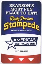 Hotel Key Card America&#39;s Best Value Inn Dolly Parton&#39;s Stampede Dinner - £11.91 GBP