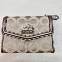 Coach Metallic Silver Bifold Snap Wallet With Money Card ID and Coin Slo... - $17.35