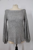 Saturday Sunday XS Gray Fuzzy Off-Shoulder Long Sleeve Top Anthropologie - £22.77 GBP