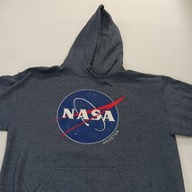 NASA Houston Men Bluish Gray Hoodie Pullover Graphic Sweatshirt Size M Chest 44" image 12