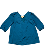 Skies Are Blue Women&#39;s teal blue v neck 3/4 sleeve top blouse size XSP - £7.85 GBP