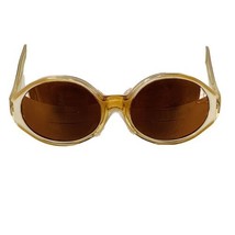 Vintage Lucite Gold White Oversized Oval Sunglasses Eyeglasses Frames Made USA - £17.73 GBP