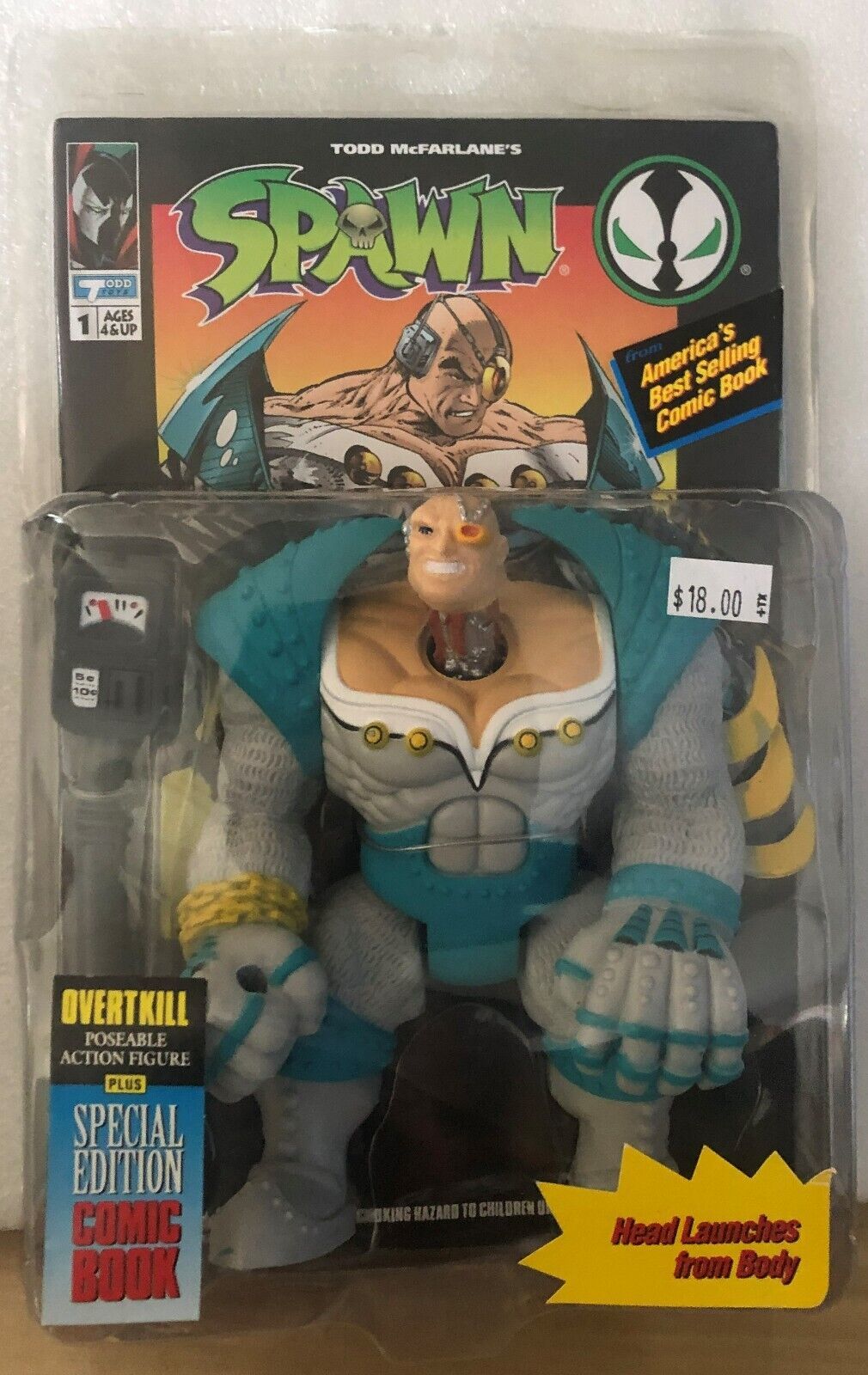 1994 McFarlane Todd's Toys Spawn Special Edition OVERTKILL Action Figure + COMIC - £13.97 GBP