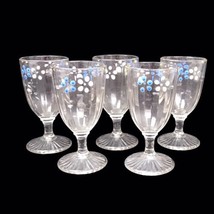 Vintage Cordial Glasses Hand Painted Enamel Decoration Paneled Set Of 5 U20 - $32.76 CAD