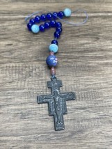 Handmade Beaded Rosary Silver Tone Crucifix Religion Cross KG JD - £6.27 GBP