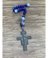 Handmade Beaded Rosary Silver Tone Crucifix Religion Cross KG JD - $10.85 CAD