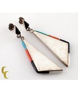 .925 Sterling SilverTurquoise/Coral/Mother Of pearl/ oynx  Earrings - £92.35 GBP