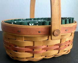 1998 LONGABERGER Basket w/ Swing Handle, Liner &amp; Protector, Pink Accents 8x6x4&quot; - £22.51 GBP