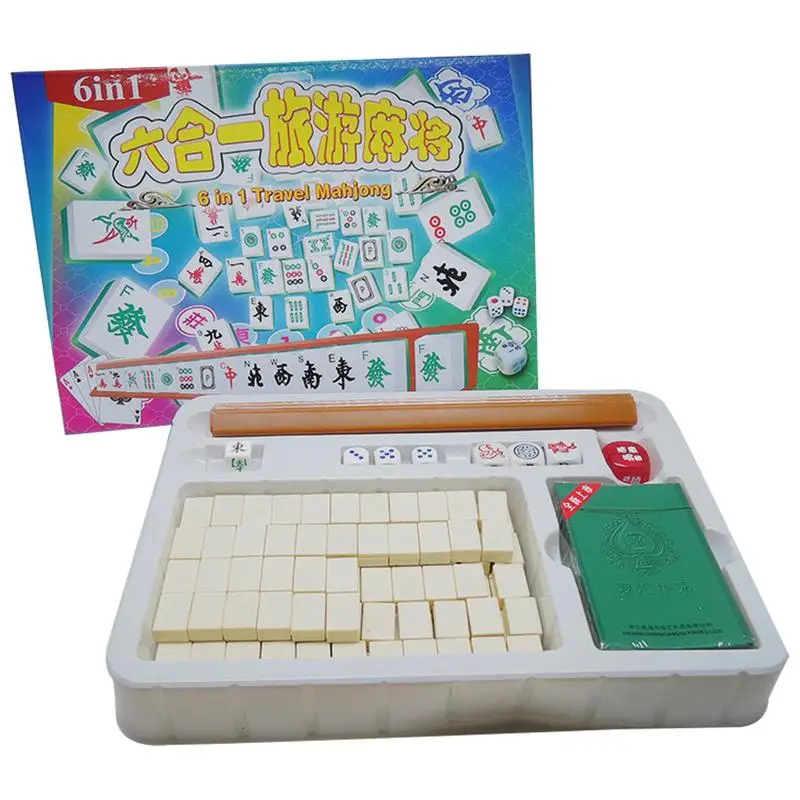Set mini durable portable travel mahjong set mahjong game set with game set accessories thumb200