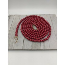 Set of 2 Red Wood Bead Garland 9&#39; Burgundy Cranberry Christmas Tree Twine Loops - £19.97 GBP
