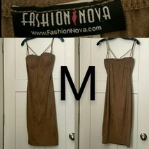 Brown Suede Cut-Out Straps Midi Knee Length Dress  Size M - $27.12