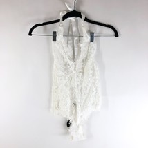 Lulus Unforgettable Romance White Sheer Lace Halter Bodysuit Ribbon XS - $28.91