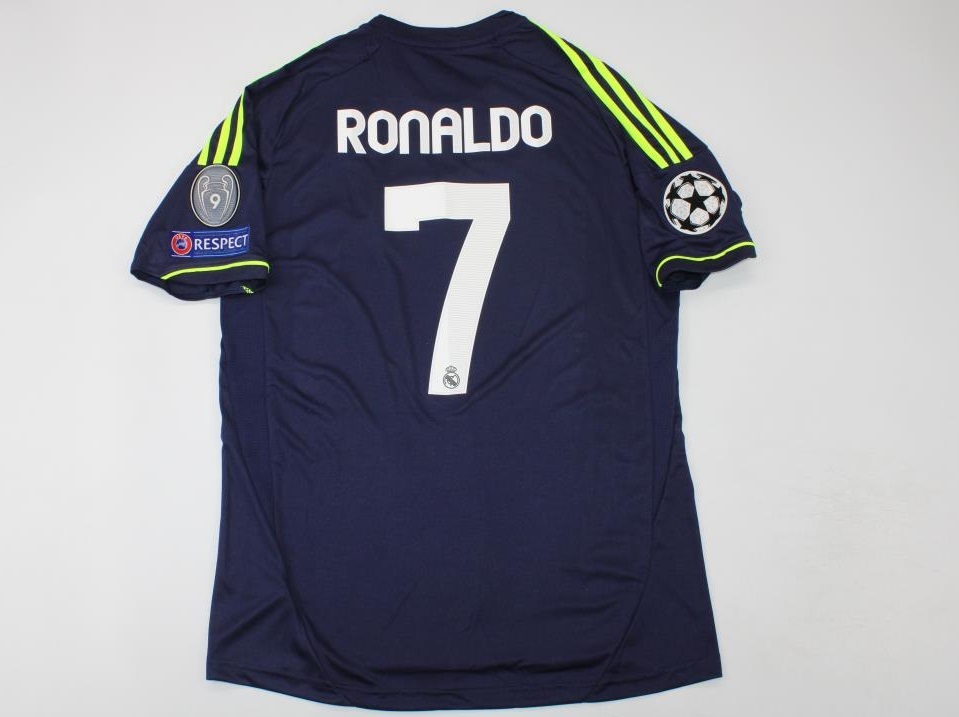 real madrid jersey 2012 2013 away shirt cristiano ronaldo blue short sleeve ucl