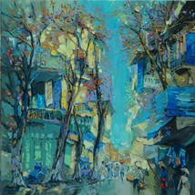 Hanoi Town, 30:&quot;x32&quot;  Vietnamese hand painted oil painting - £312.38 GBP