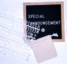 10 x 10 Letter Board Black Felt Oak Frame Changeable Letters Numbers Hom... - £9.84 GBP