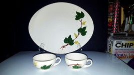 Vtg 3 Pc Lot Blue Ridge Southern Pottery BALTIC IVY ~ 13&quot; Oval Platter, 2 Cups - £9.08 GBP