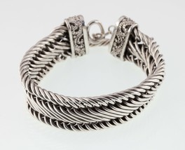 LDS Sterling Silver Three-Row Cable Toggle Bracelet Nice Detail - £189.91 GBP