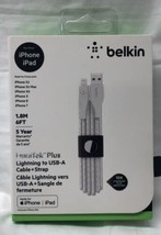 New Belkin F8J236BT06-WHT Dura Tek Plus 6-ft White USB-A To Lightning Cable - £21.76 GBP