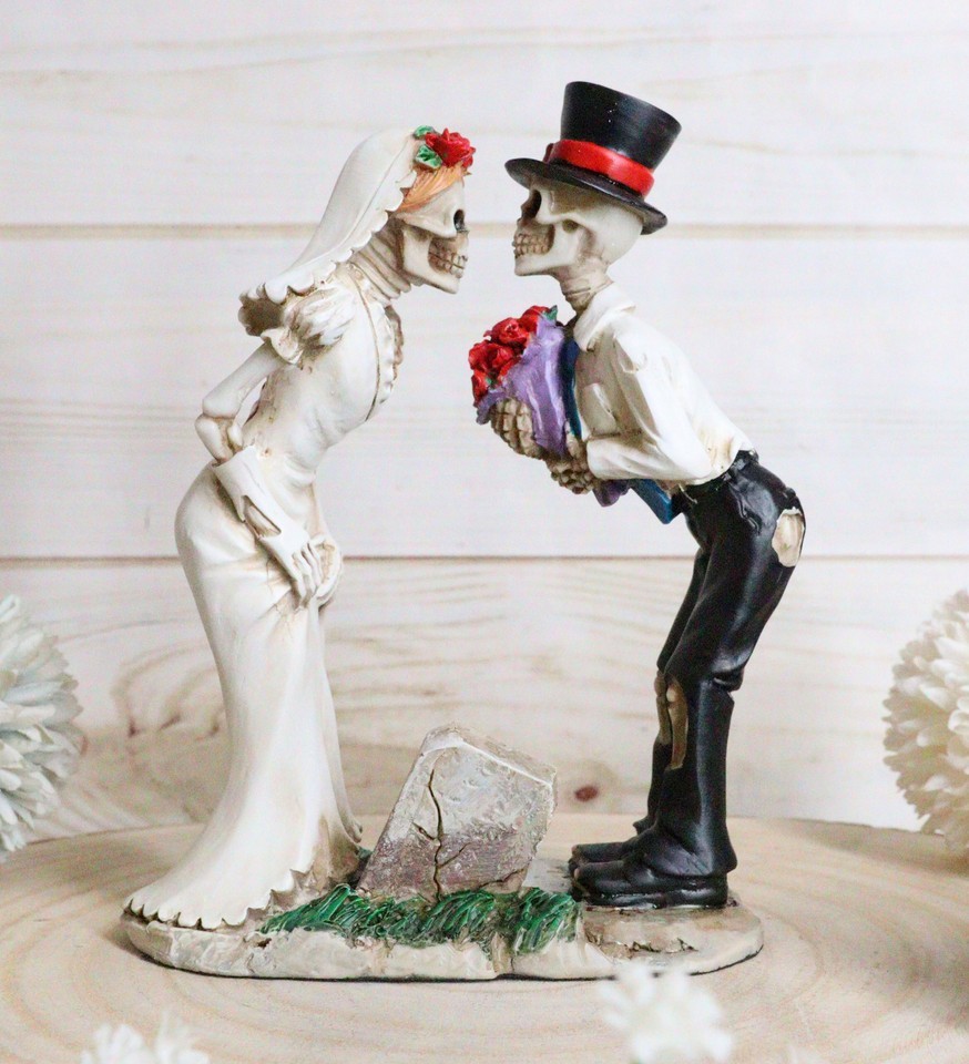 Ebros Love Never Die Romantic Skeleton Bridal Couple Wedding First Kiss ... - $25.99