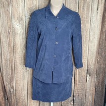 Leslie Fay Vintage Button Up Blazer &amp; Skirt 2 Piece Outfit Set Sz 16P Purple - £33.26 GBP