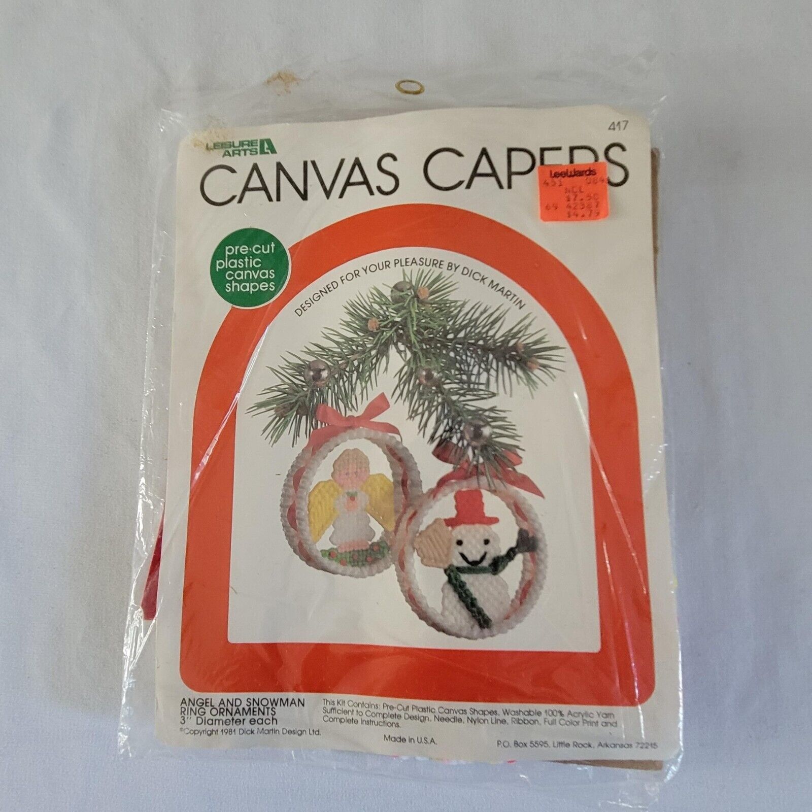 Angel Snowman Ornaments Kit Plastic Canvas Capers Leisure Arts 417 Christmas NEW - $11.87