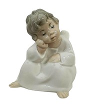 Vintage Lladro Angel Figurine Cherub Sitting Thinking Hand Made In Spain 1985 - $38.80
