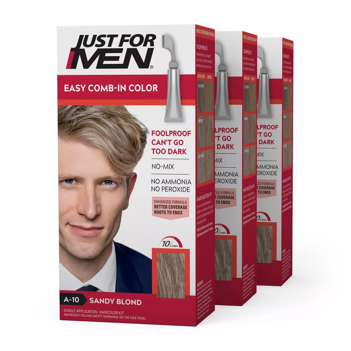 Just for Men Easy Comb-In Color Gray Hair Color for Men Sandy Blond A10 ... - $68.07 CAD